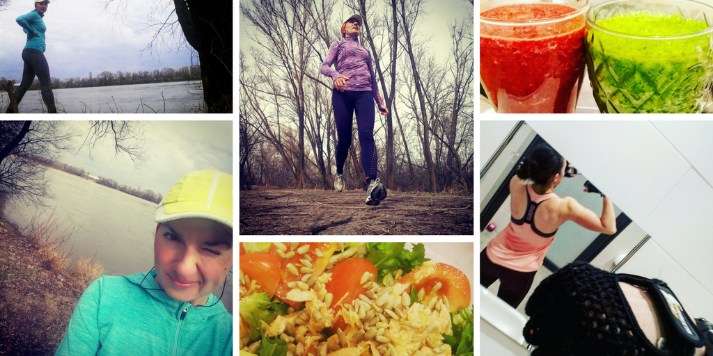 zdjęcia z biegania, siłowni i jedzenia